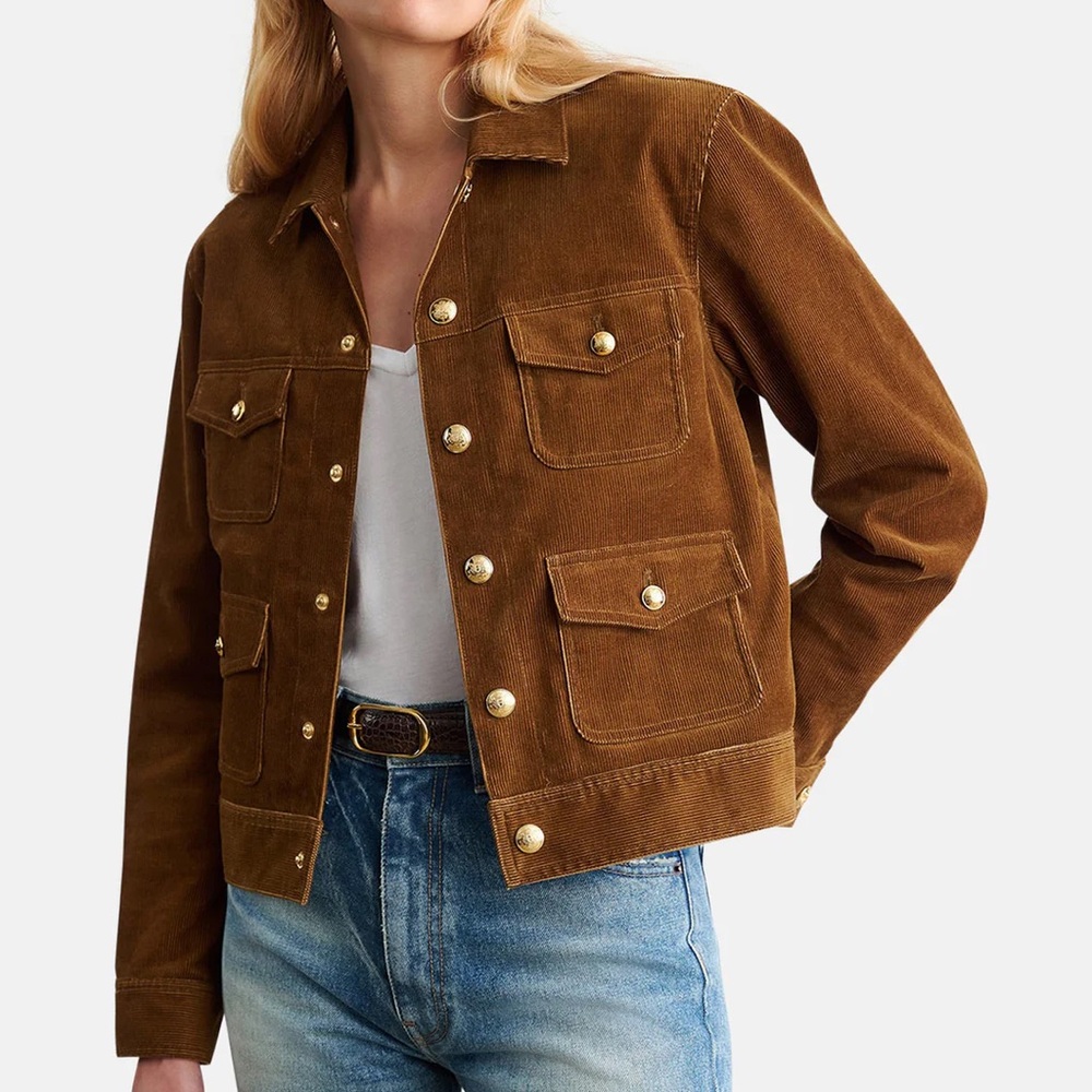 NWT Nili Lotan Lizeth Cotton-Blend Corduroy Jacket XS in Camel - Picture 3 of 5